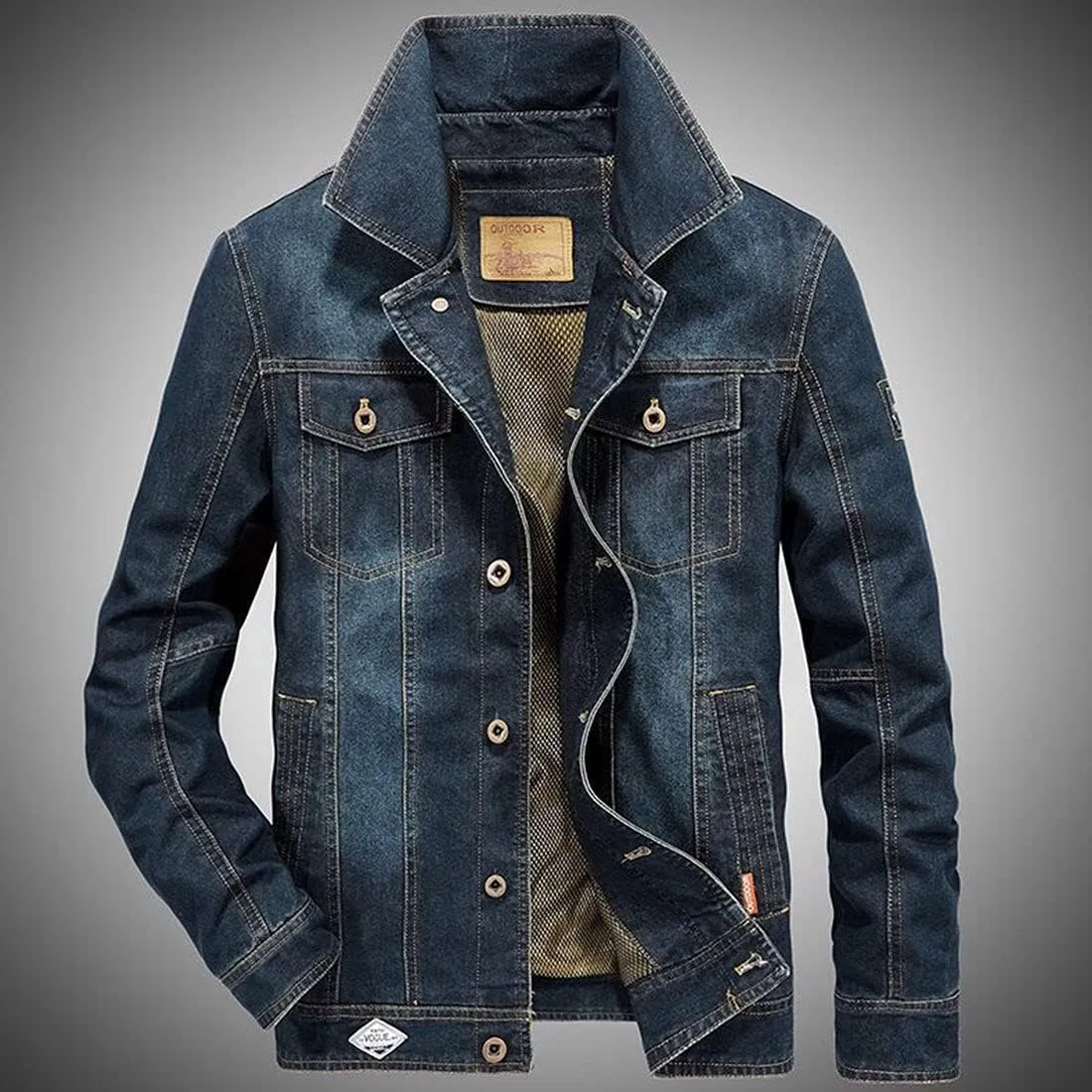 ebossy Men's Casual Distressed Denim Jacket Button Up Long Sleeve Trucker Moto Jean Coat