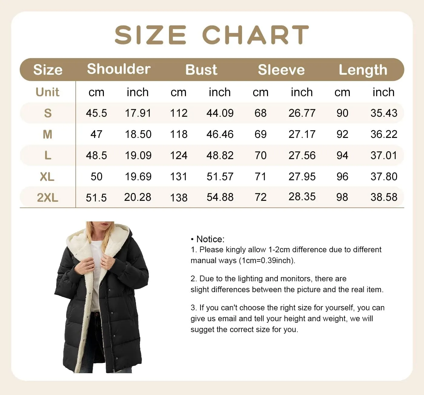 ebossy Women's Winter Warm Puffer Coat Hooded Down Jacket Cotton Padded Thicken Outwear with Sherpa Lined