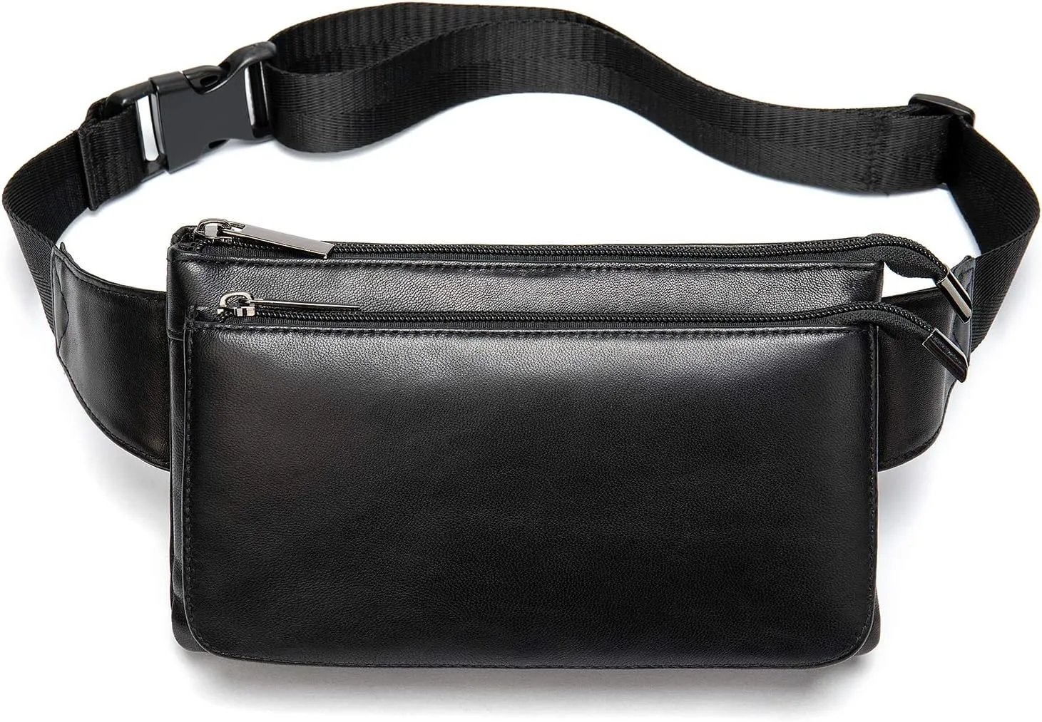Fashion Fanny Packs for Women Luxury Lambskin Leather Waist Bag Ladies Evening Belt Purse Hip bags Hands-Free Bumbag Black