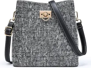 Fashion Leather Bucket Crossbody Bag for Women, Multi-Pocket Shoulder Purse