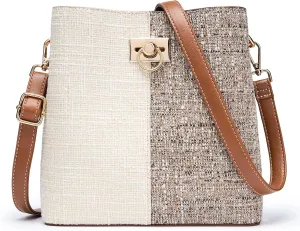 Fashion Leather Bucket Crossbody Bag for Women, Multi-Pocket Shoulder Purse