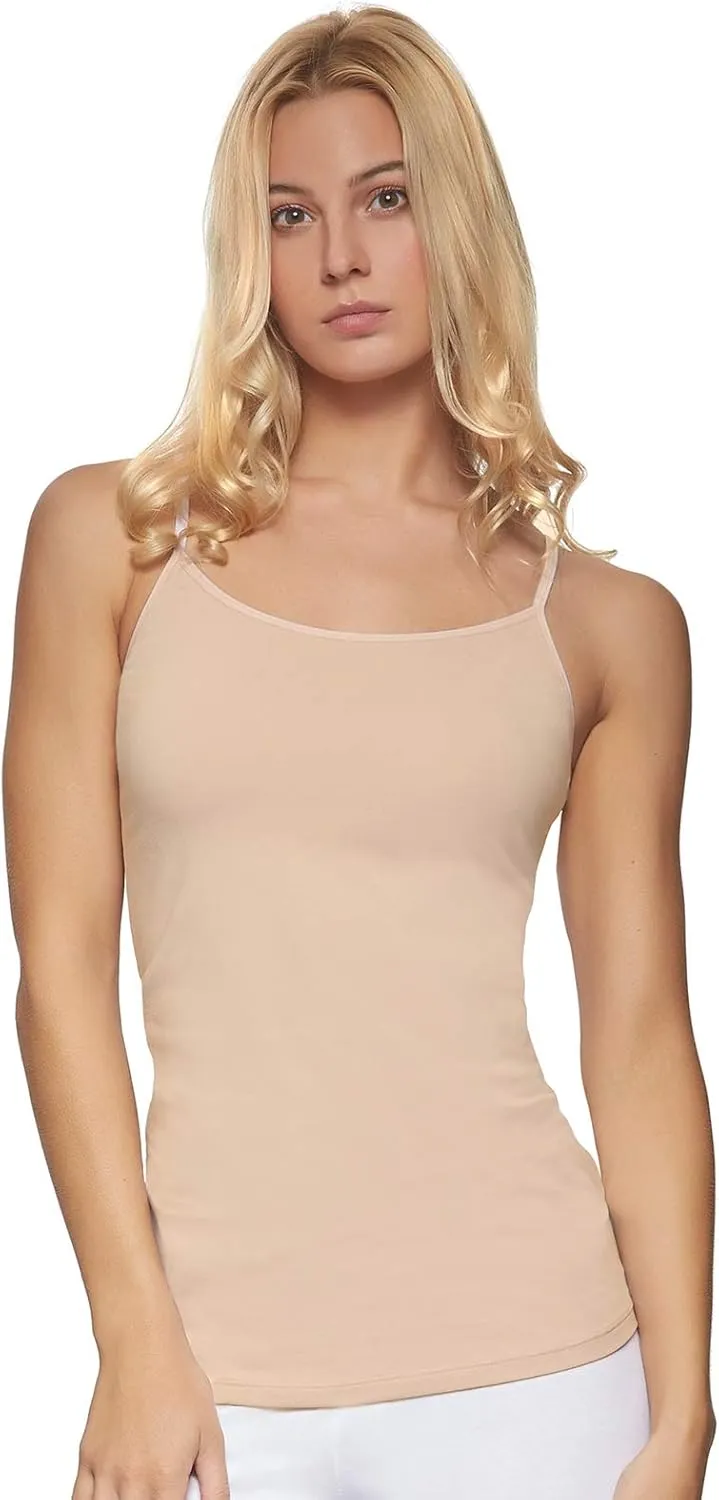 Felina Cotton Modal Camisole, Small, Warm Nude - Women's Stretch Sleeveless Tank Top for Under Clothes