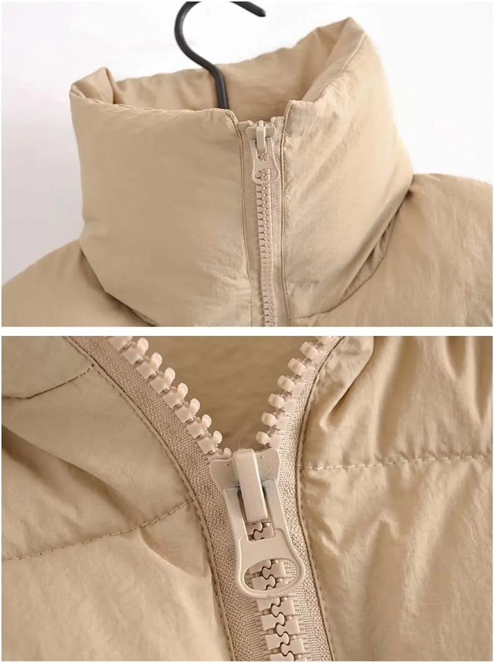 FindThy Womens Warm Cropped Puffer Vest Stand Collar Zip Up Winter Waistcoat Puffer Gilet
