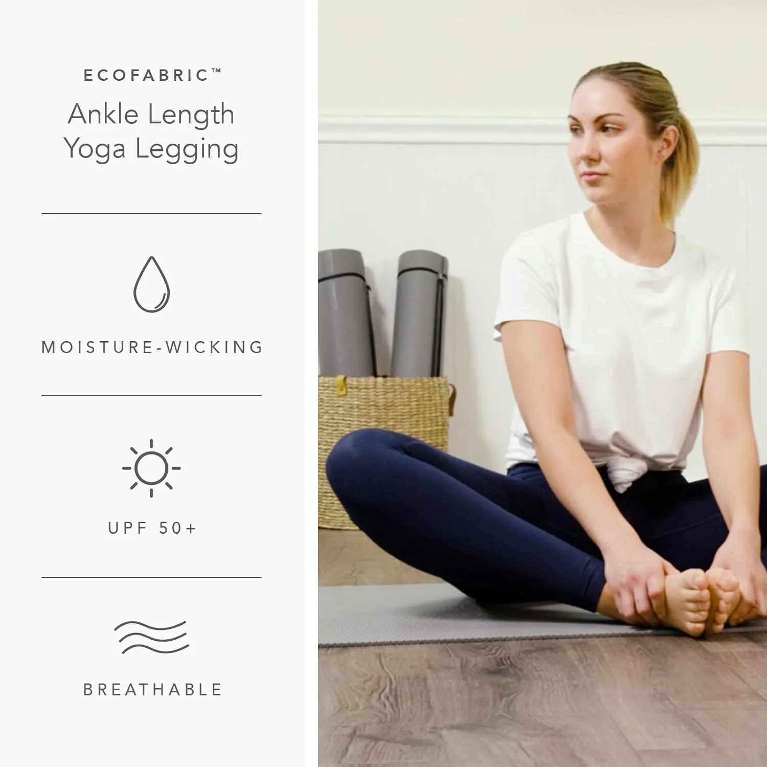 Fishers Finery Women's Ecofabric Classic Athletic Yoga Ankle Length Legging