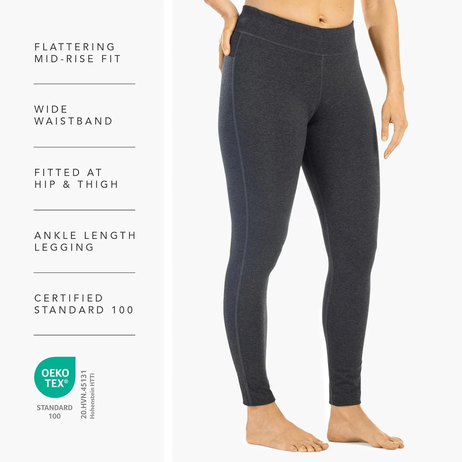 Fishers Finery Women's Ecofabric Classic Athletic Yoga Ankle Length Legging
