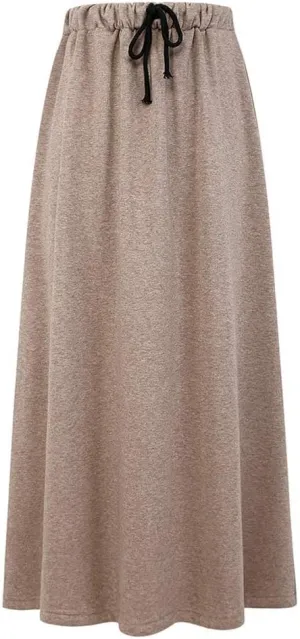 Fleece Lined Long Skirts for Women Casual Warm Elastic Waist Winter Maxi Aline Skirts