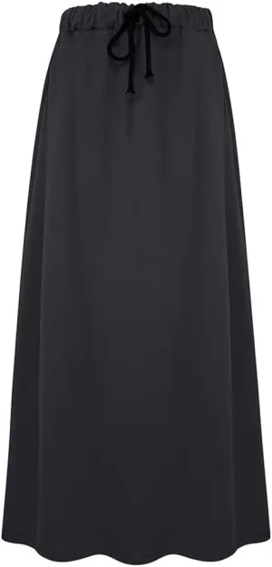 Fleece Lined Long Skirts for Women Casual Warm Elastic Waist Winter Maxi Aline Skirts