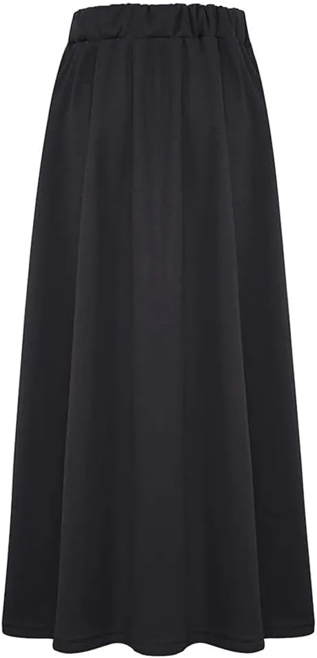 Fleece Lined Long Skirts for Women Casual Warm Elastic Waist Winter Maxi Aline Skirts