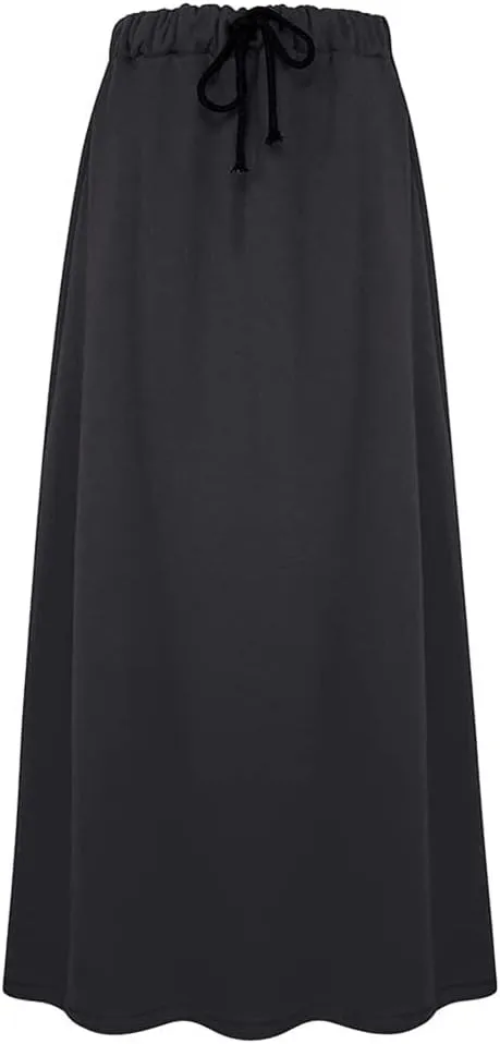 Fleece Lined Long Skirts for Women Casual Warm Elastic Waist Winter Maxi Aline Skirts