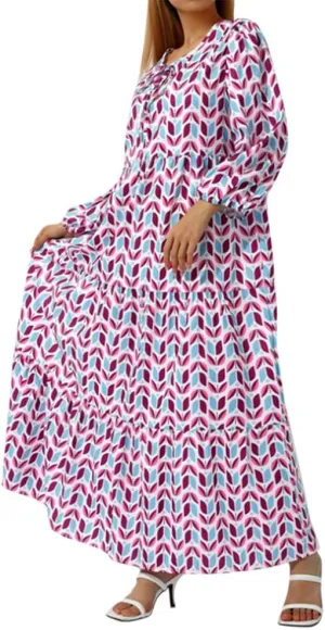 Floral Print Casual Maxi Dress for Women Summer Loose V Neck Short Sleeve Flowy Long Dresses with Ruffle Swing Hem