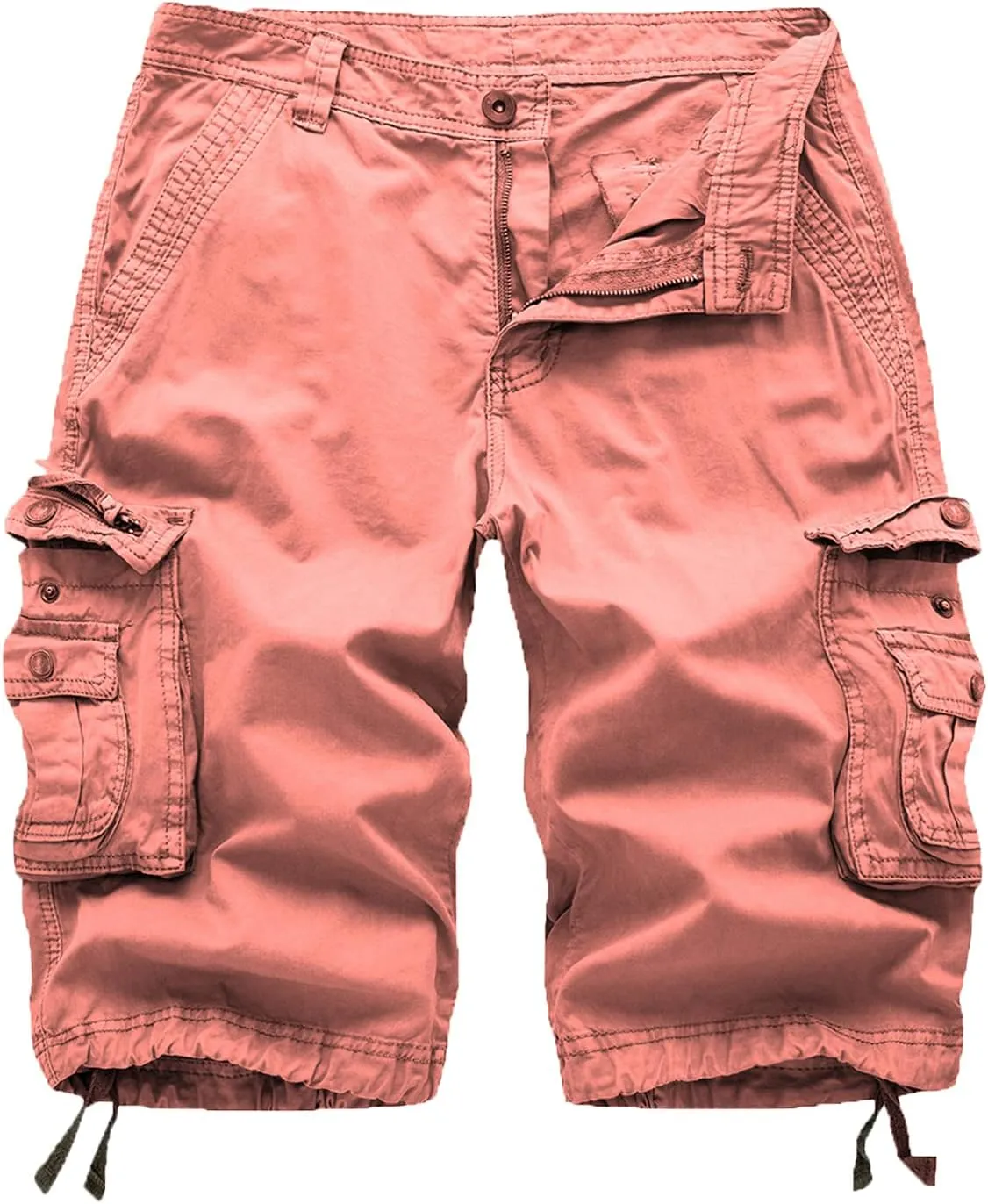FOURSTEEDS Women's Cotton Zipper Front Multi-Pocket Twill Bermuda Women Cargo Shorts