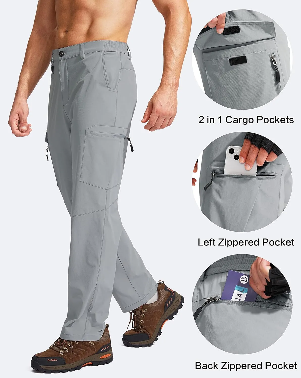 G Gradual Men's Hiking Cargo Pants Water Resistant Quick Dry Lightweight Outdoor Tactical Pants for Men with Multi Pocket