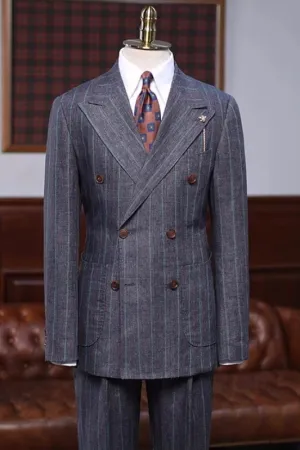 Generous triped Peaked Lapel Double Breasted Business Suits Two Pieces Suits for Wedding