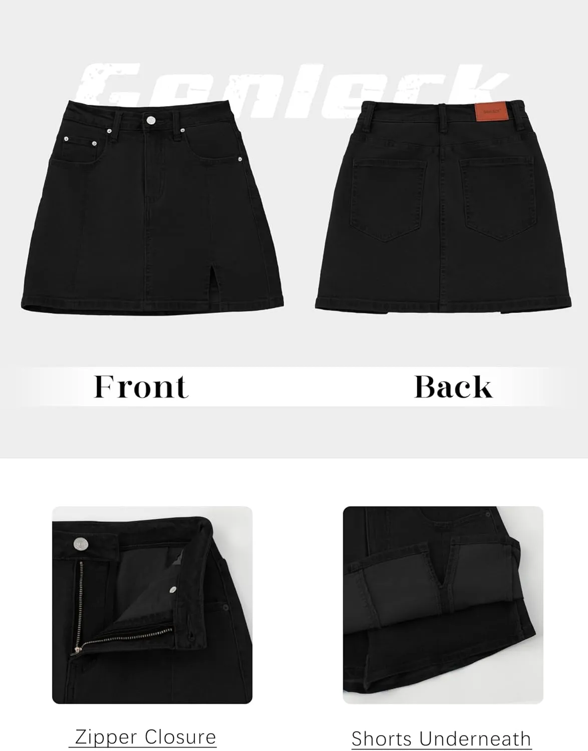 Genleck Stretch Jean Skirts for Women - Denim Skorts High Waisted Girls Teens Dressy Mini Jean Skirts with Shorts Underneath