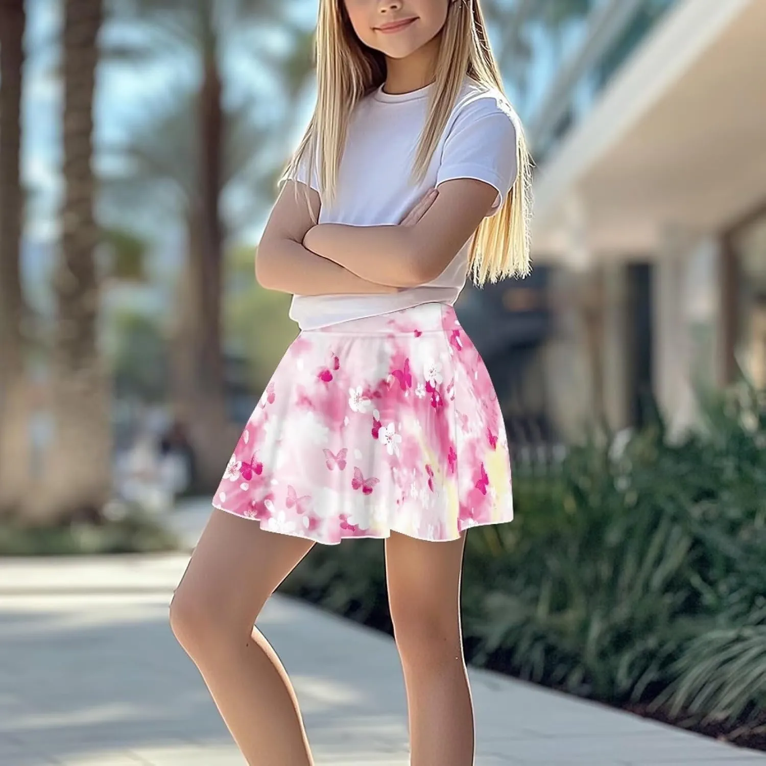 Girls' 2-in-1 Athletic Skirts for Tennis Running Dance Golf with Inner Shorts Pockets