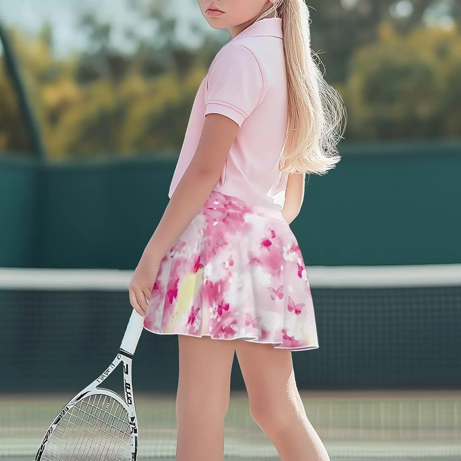 Girls' 2-in-1 Athletic Skirts for Tennis Running Dance Golf with Inner Shorts Pockets