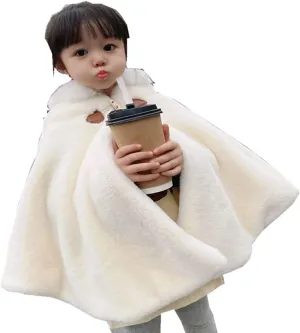 Girls Hooded Cape Cloak,Winter Warm Outdoor Shawl Poncho,Hoodie Coat Jacket,Princess Capelet Wrap
