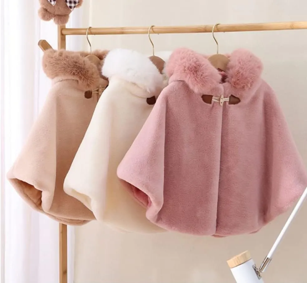 Girls Hooded Cape Cloak,Winter Warm Outdoor Shawl Poncho,Hoodie Coat Jacket,Princess Capelet Wrap
