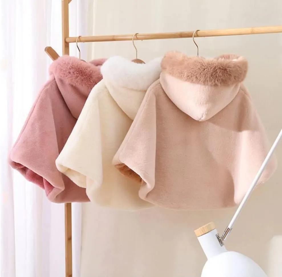 Girls Hooded Cape Cloak,Winter Warm Outdoor Shawl Poncho,Hoodie Coat Jacket,Princess Capelet Wrap