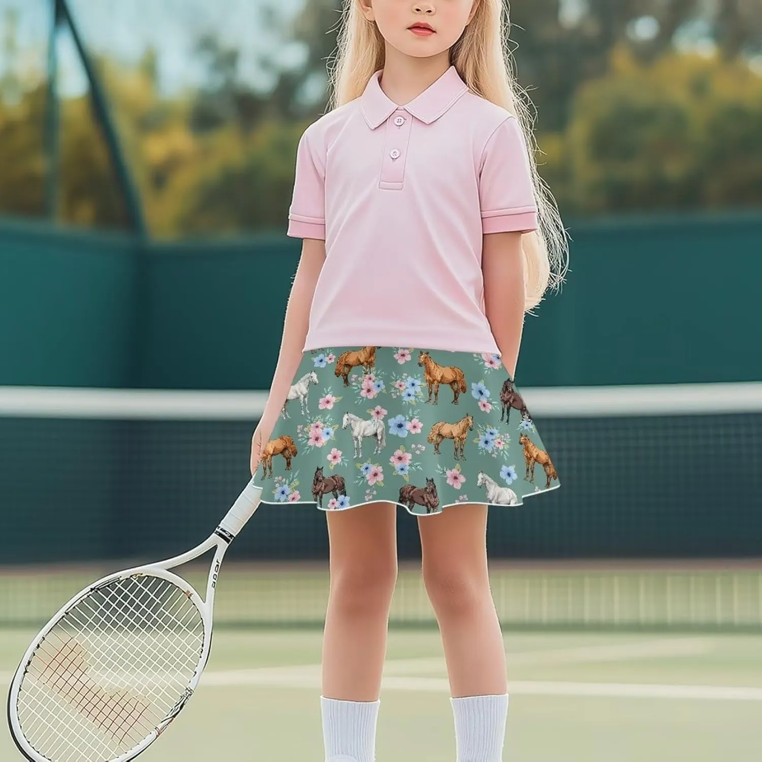 Girls Pleated Skirt with Shorts for Yoga Golf Running Dancing Tennis Elastic Waist with Pockets