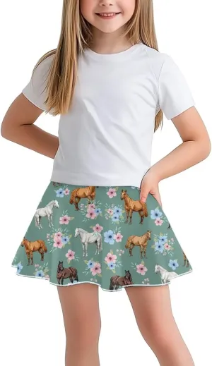 Girls Pleated Skirt with Shorts for Yoga Golf Running Dancing Tennis Elastic Waist with Pockets