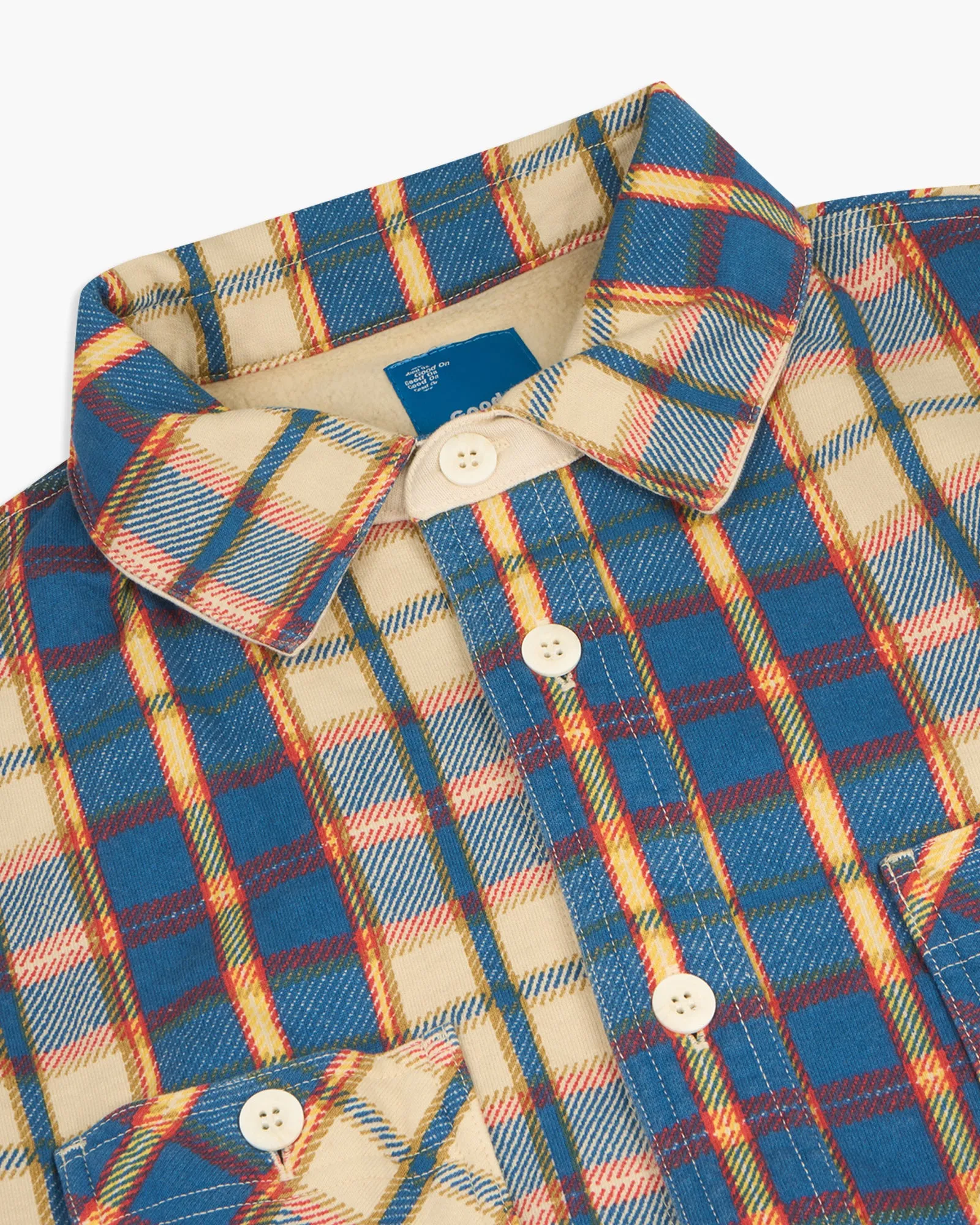 Good On Flannel Check Sweat Shirt Jacket - Cream