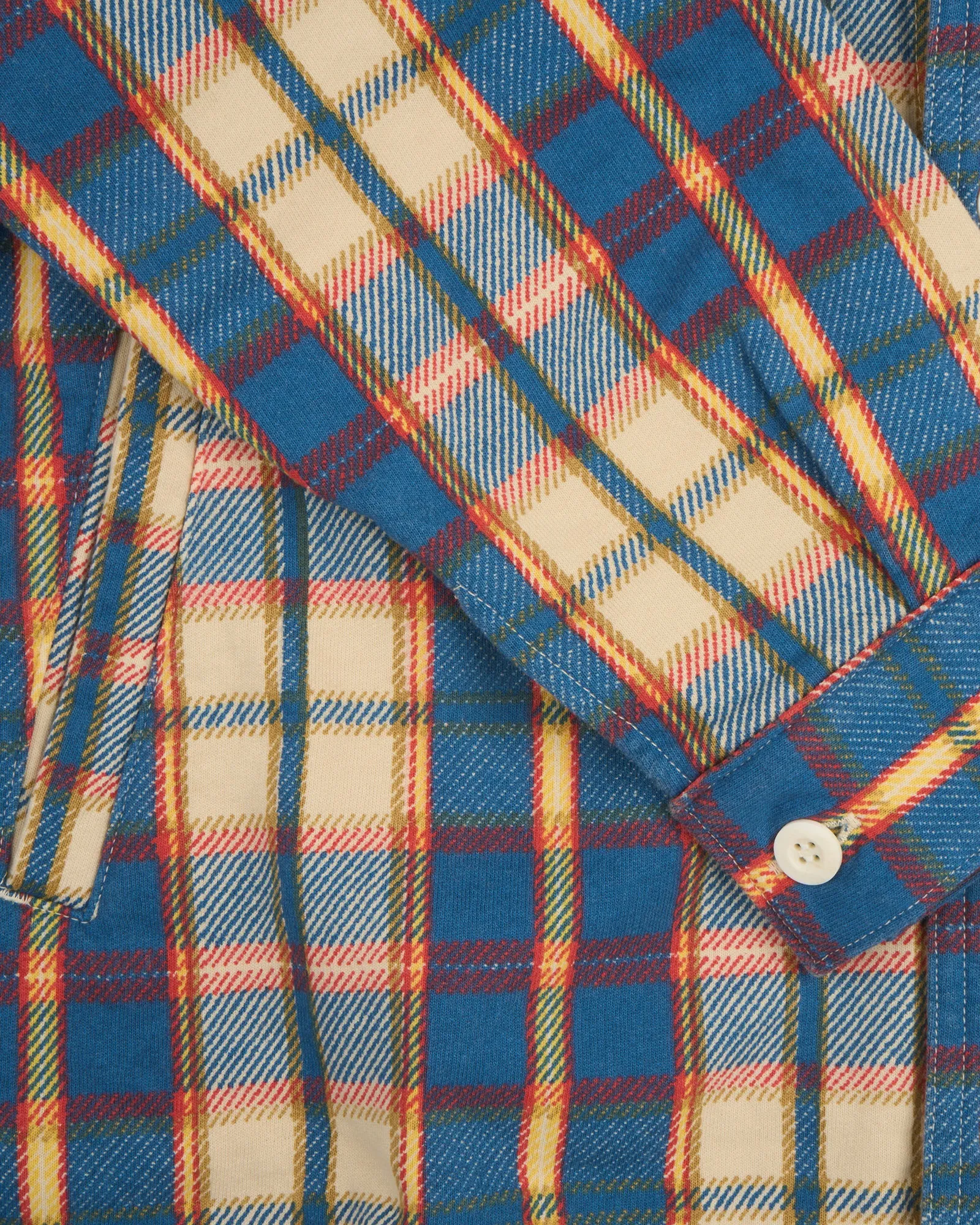 Good On Flannel Check Sweat Shirt Jacket - Cream