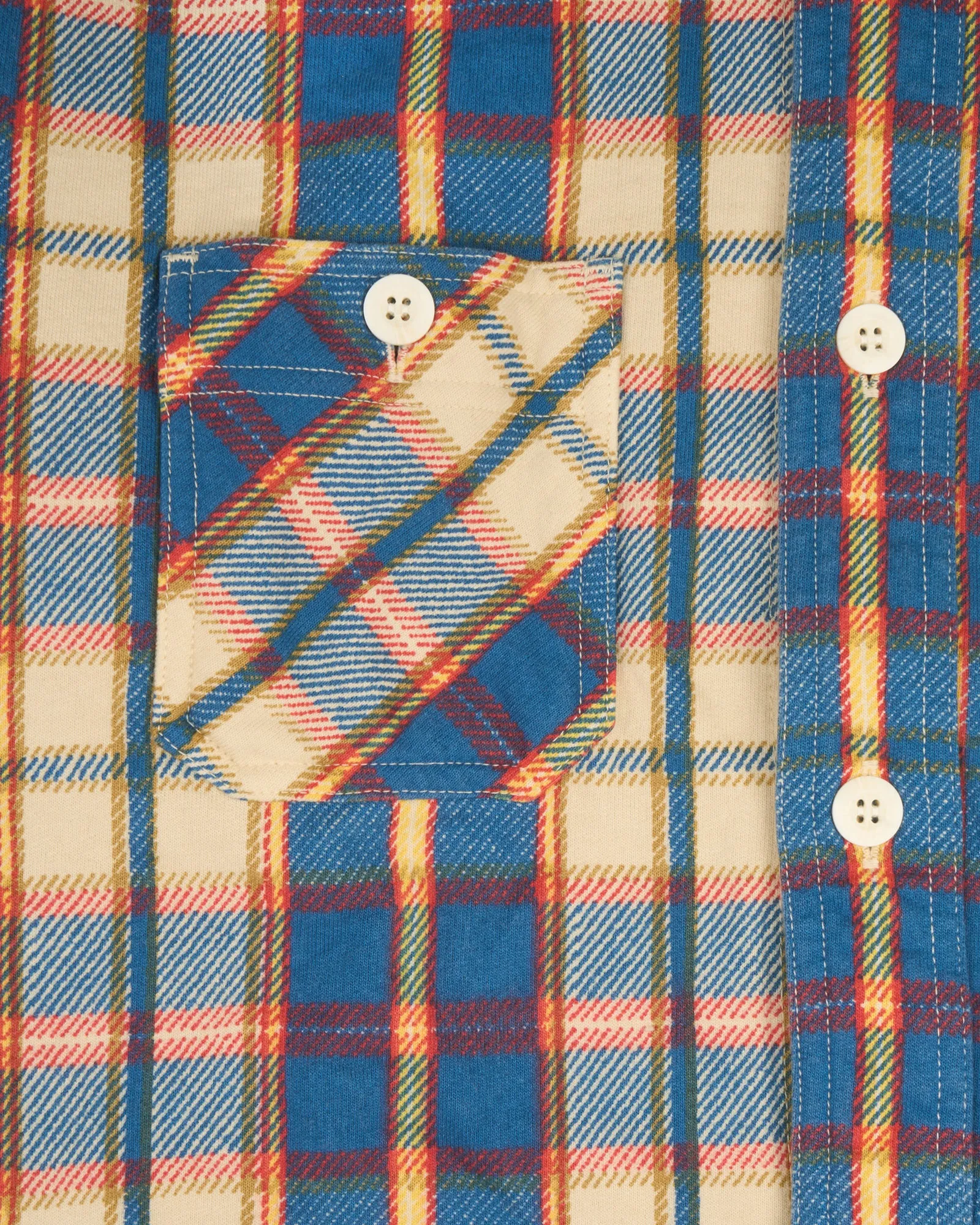 Good On Flannel Check Sweat Shirt Jacket - Cream