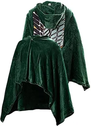 Green Hooded Cape Blanket Cosplay Costume Outfit Hooded Cloak Soft Warm for Adult Men Women