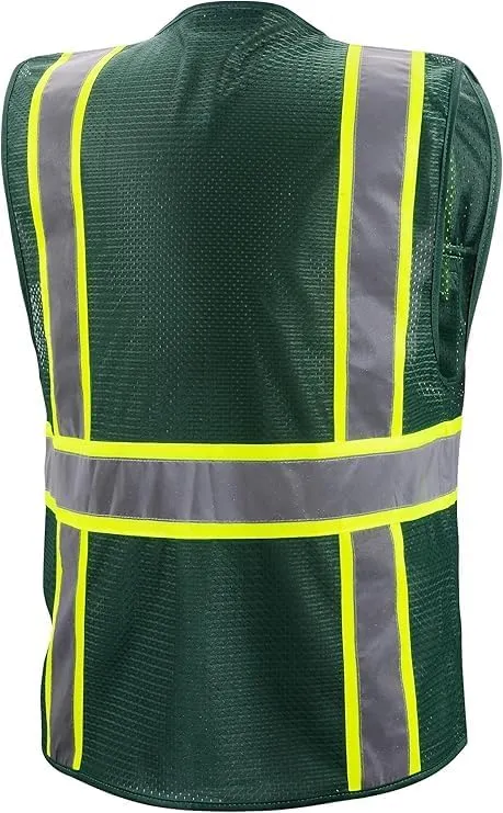 Green Two Tones Safety Vest,With Multi-Pocket Tool