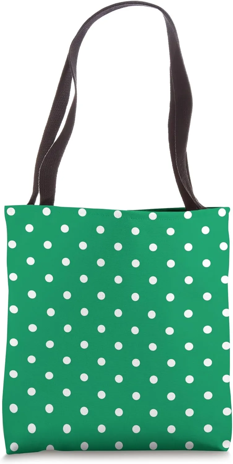 Green White Tiny Polka Dot Vintage Boho Aesthetic Girly Tote Bag