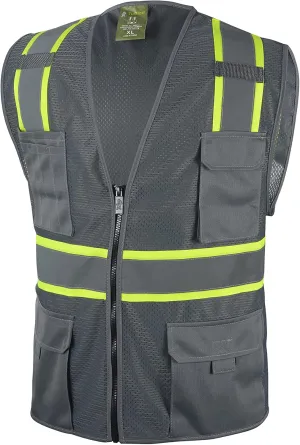 Grey Two Tones Safety Vest,With Multi-Pocket Tool