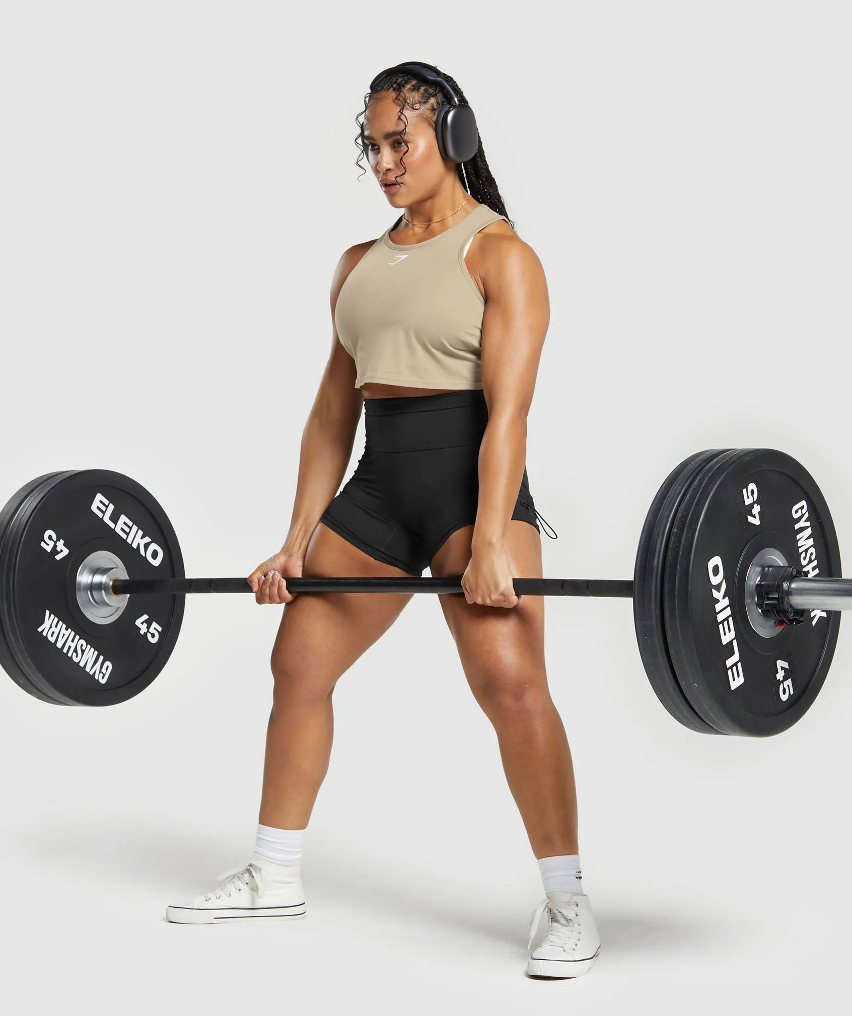 Gymshark Lifting Essential Cotton Crop Tank - Sand Brown