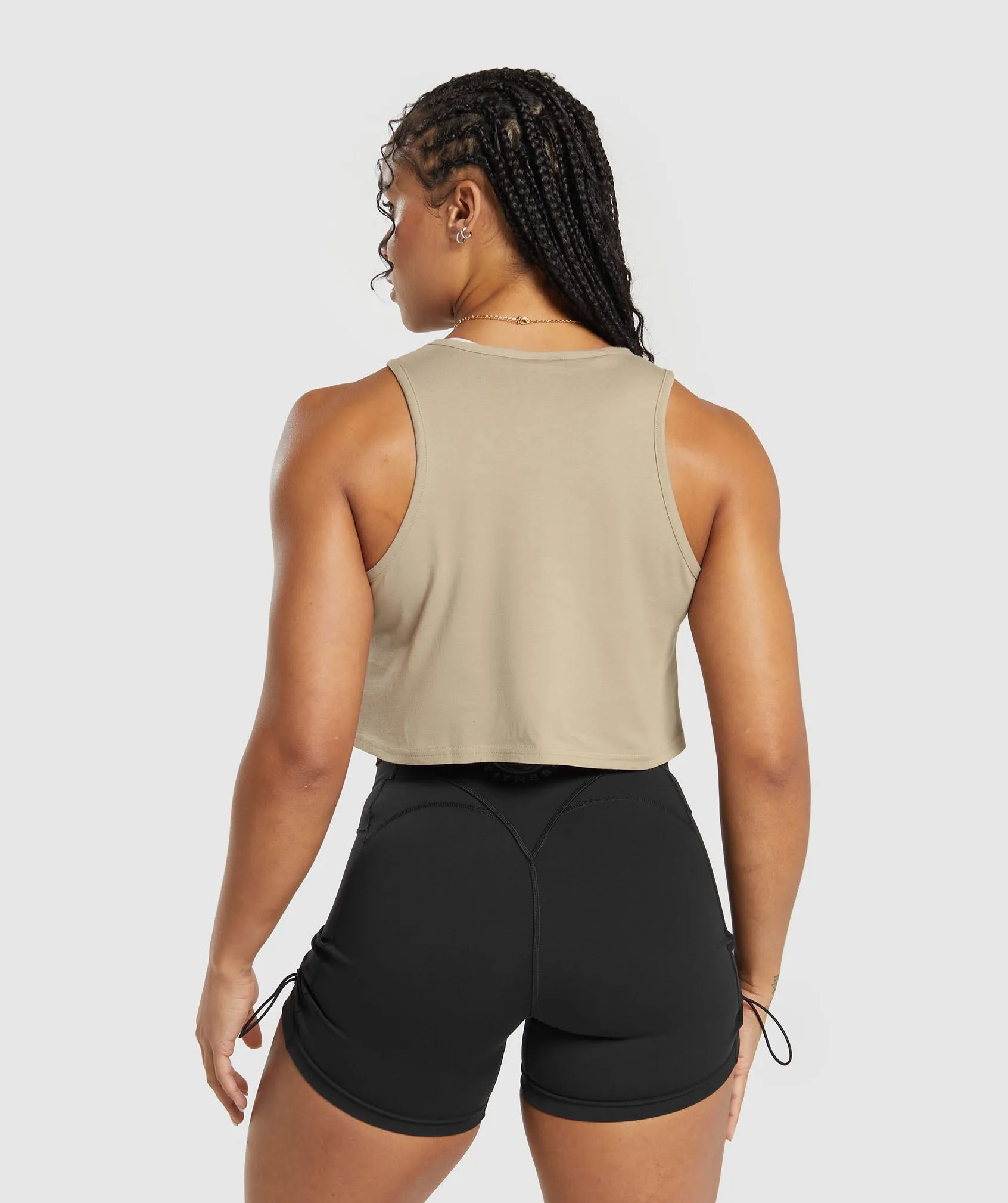 Gymshark Lifting Essential Cotton Crop Tank - Sand Brown
