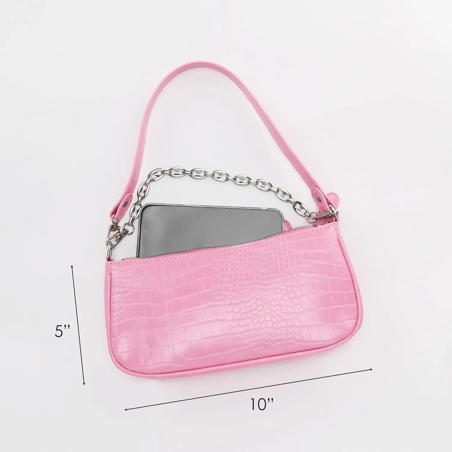 Handbag with Chain Strap Faux Leather Classic Clutch Bag Small Shoulder Purse