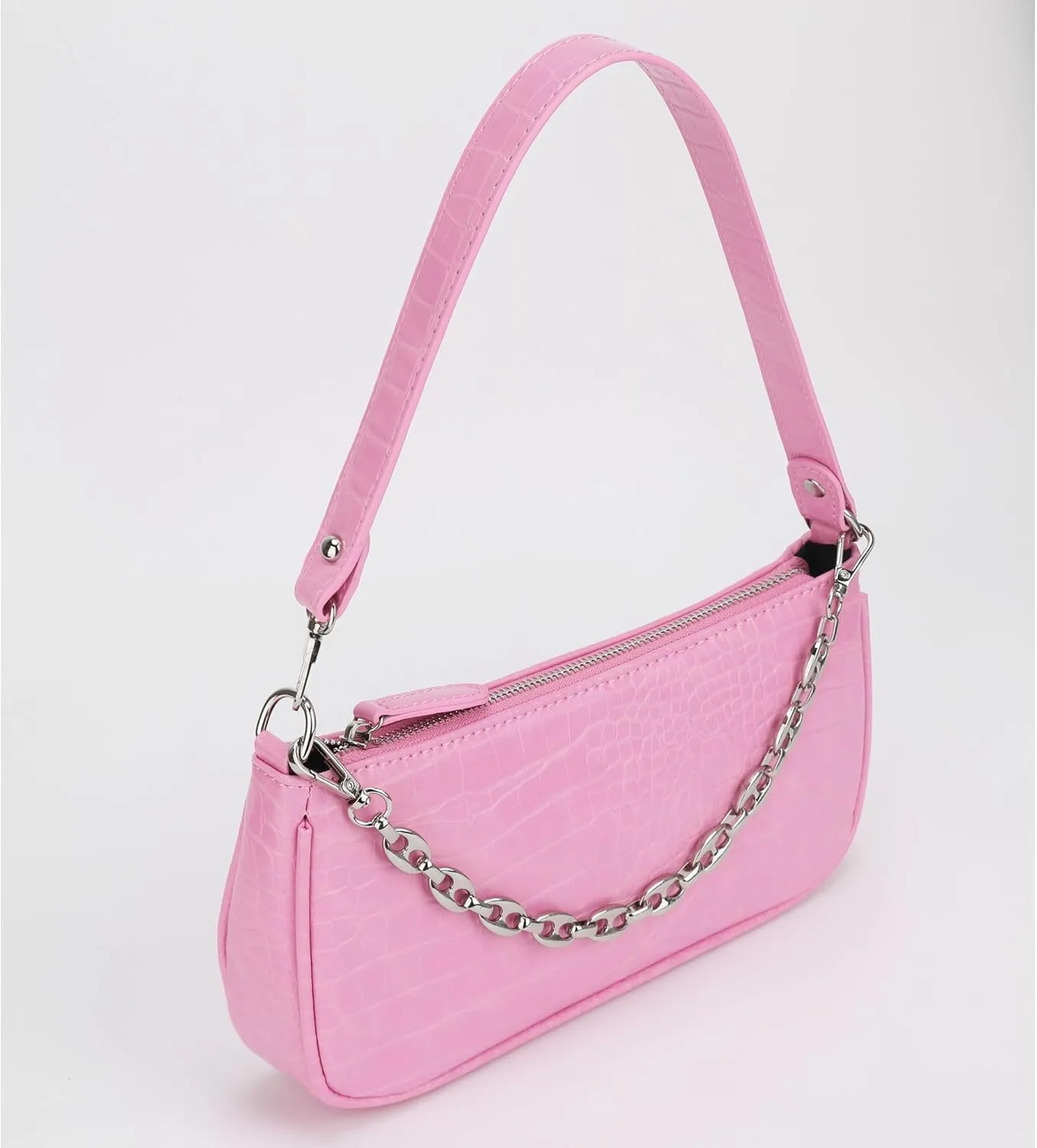 Handbag with Chain Strap Faux Leather Classic Clutch Bag Small Shoulder Purse