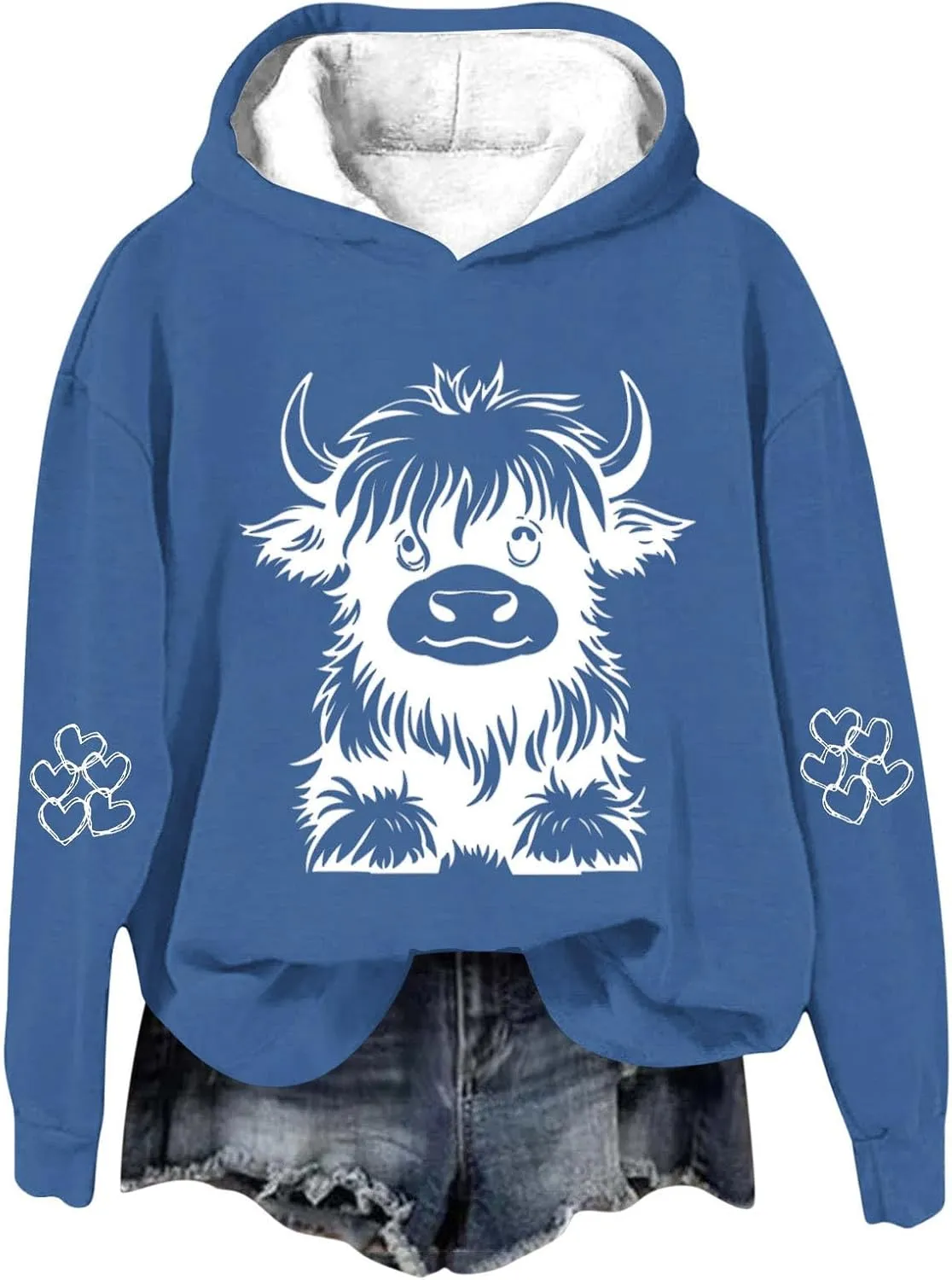 Highland Cow Hoodies for Women Cute Funny Graphic Sweatshirt Cowgirl Long Sleeve Plus Size Oversized Pullover Tops