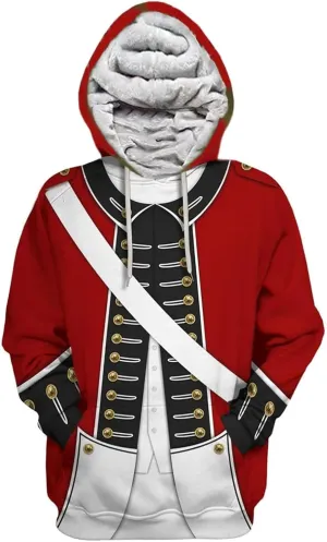 Historical Hoodie Padded Thicken Revolutionary War Uniform Costume Army Jacket Winter Fleece Warm Coat