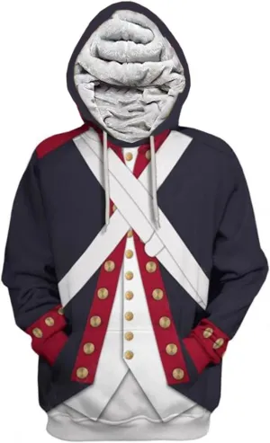 Historical Hoodie Padded Thicken Revolutionary War Uniform Costume Army Jacket Winter Fleece Warm Coat