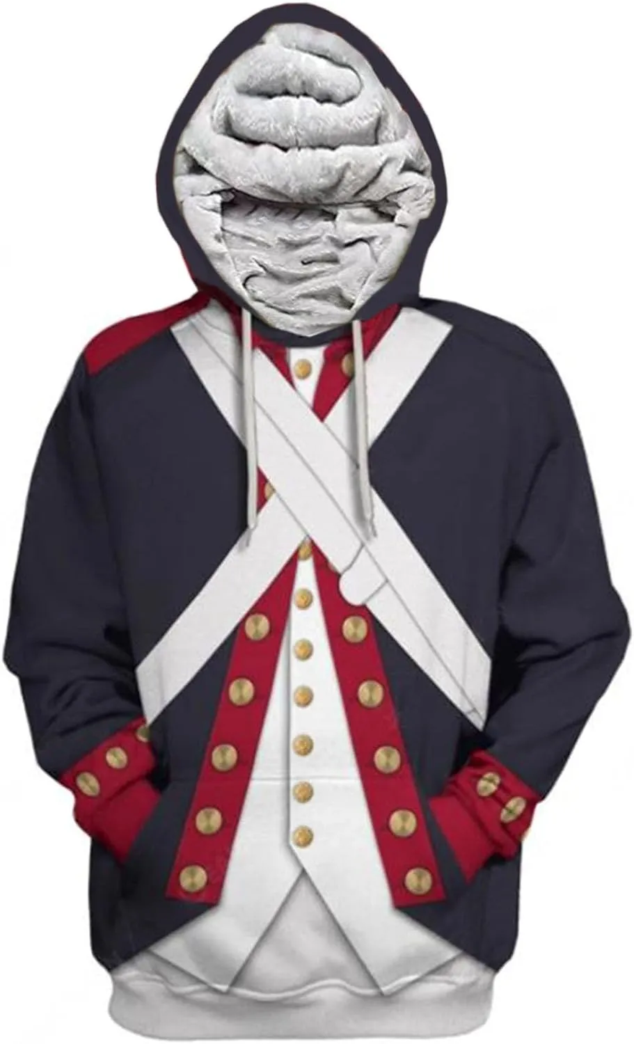 Historical Hoodie Padded Thicken Revolutionary War Uniform Costume Army Jacket Winter Fleece Warm Coat