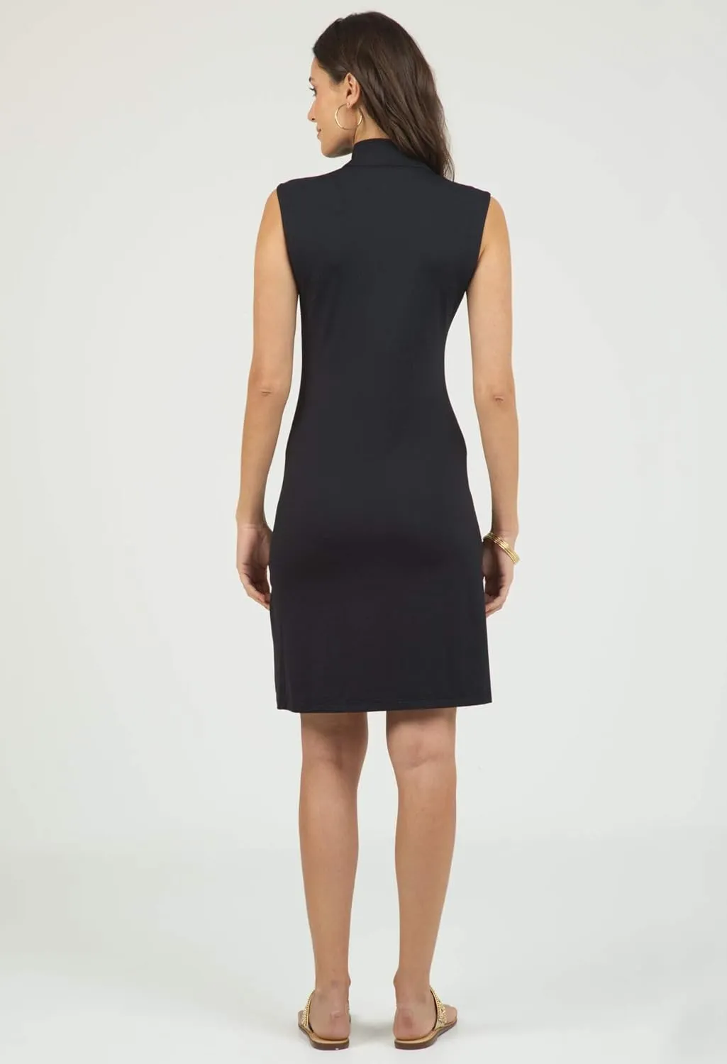 IBKUL Sun Protective UPF50  Icefil Quick Dry Cooling Sleeveless Mock Neck Dress w Pockets 58000