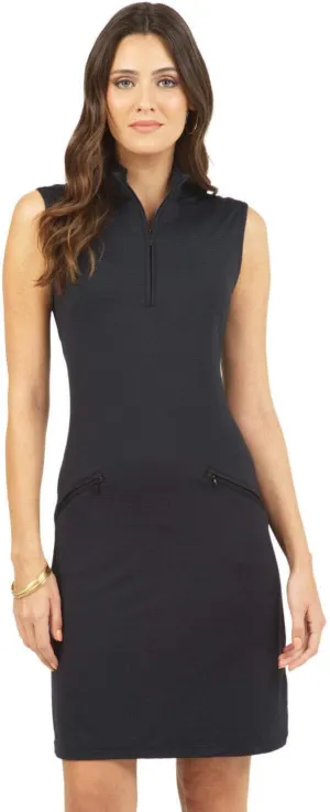 IBKUL Sun Protective UPF50  Icefil Quick Dry Cooling Sleeveless Mock Neck Dress w Pockets 58000