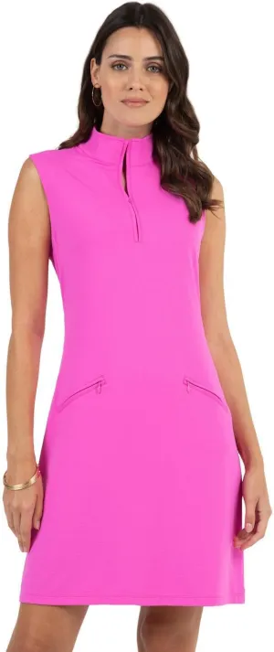 IBKUL Sun Protective UPF50  Icefil Quick Dry Cooling Sleeveless Mock Neck Dress w Pockets 58000