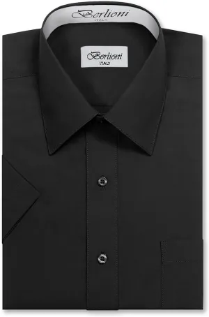 Italy Men's Premium Classic Button Down Short Sleeve Dress Shirt