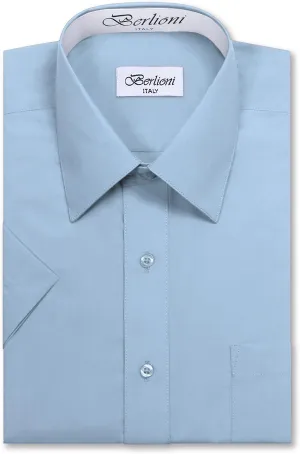 Italy Men's Premium Classic Button Down Short Sleeve Dress Shirt
