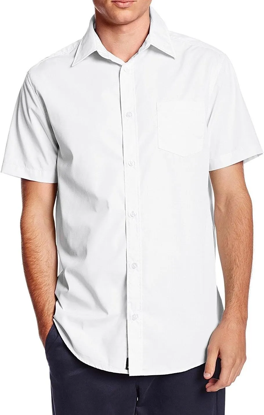 Italy Men's Premium Classic Button Down Short Sleeve Dress Shirt