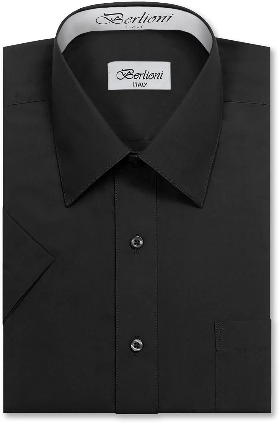 Italy Men's Premium Classic Button Down Short Sleeve Dress Shirt