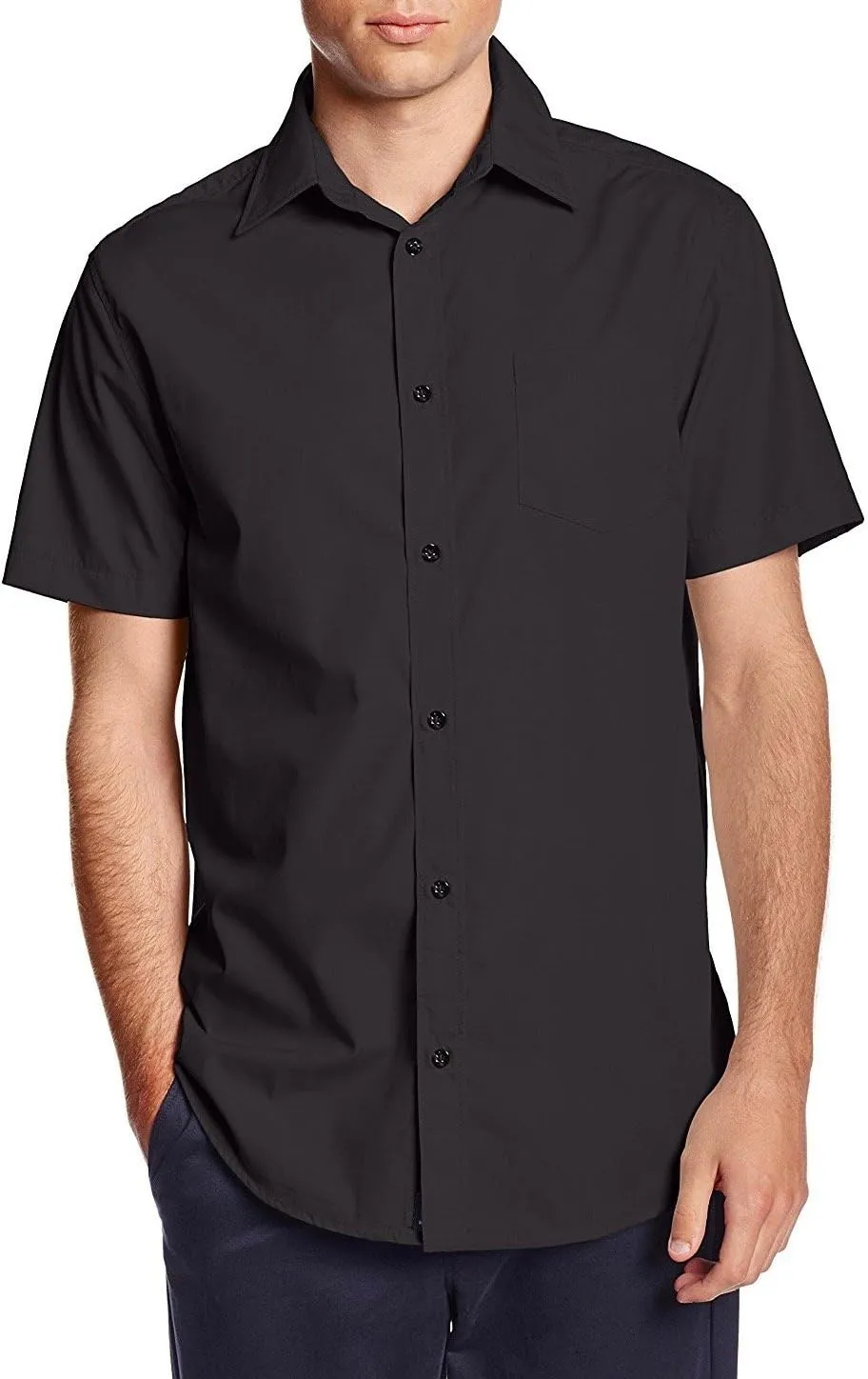 Italy Men's Premium Classic Button Down Short Sleeve Dress Shirt