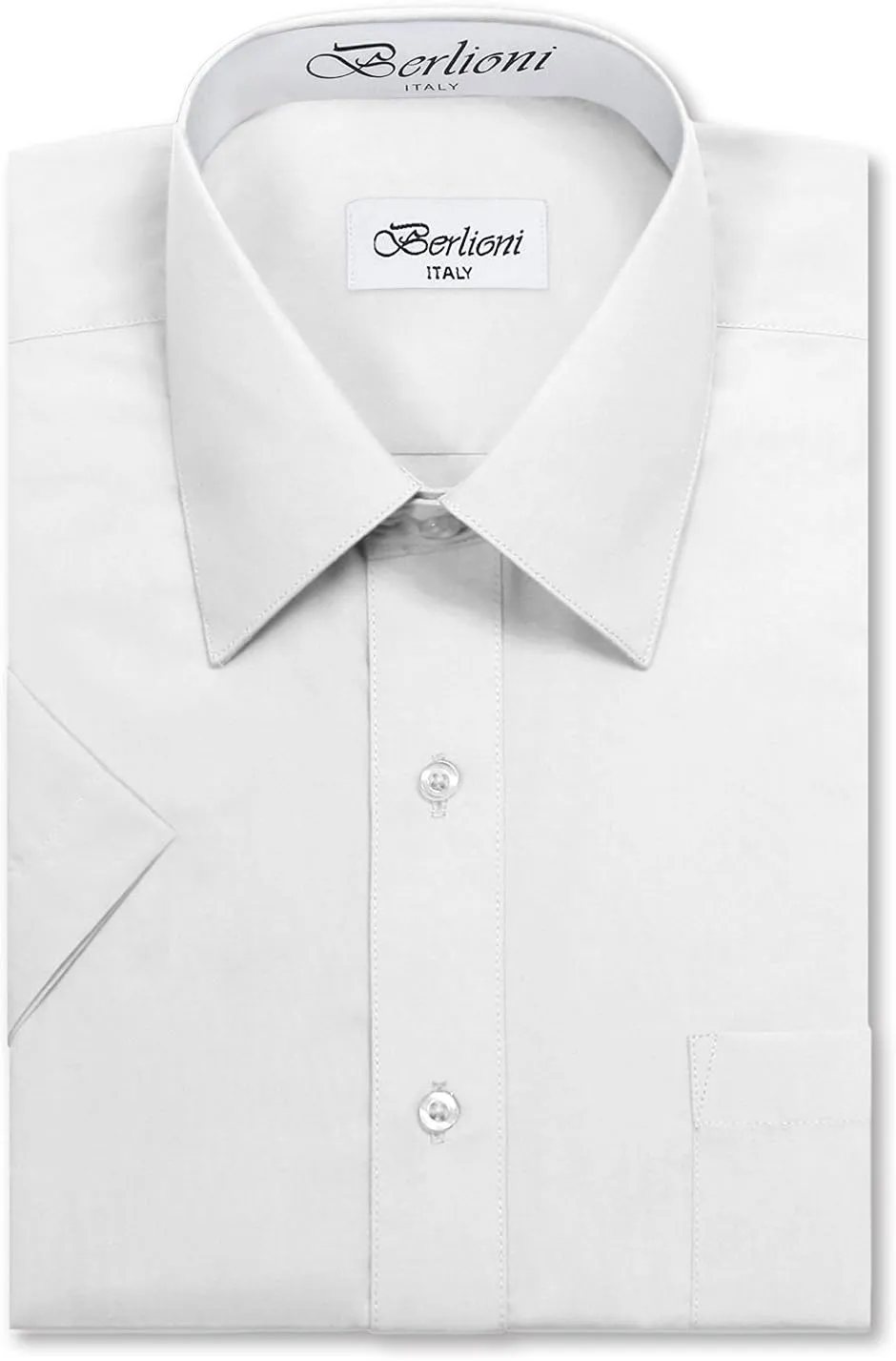 Italy Men's Premium Classic Button Down Short Sleeve Dress Shirt