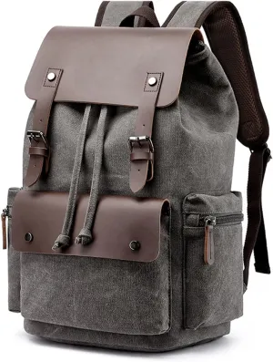 IT'SCARL Men's backpack, laptop bag, multi pocket durable, waterproof canvas backpack (gray)(grey)